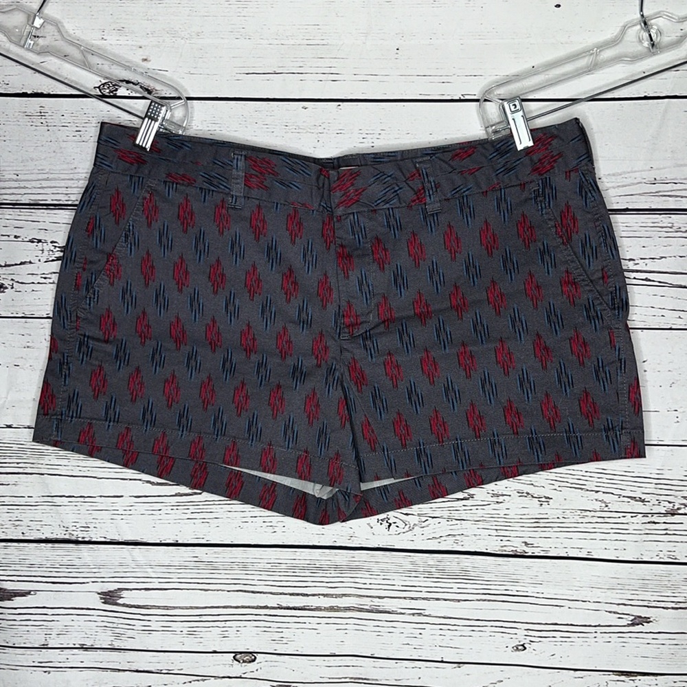 Khakis by Gap NWT Size 16 Gray Ikat Print 4 Pocket Cotton Blend The 3” Shorts